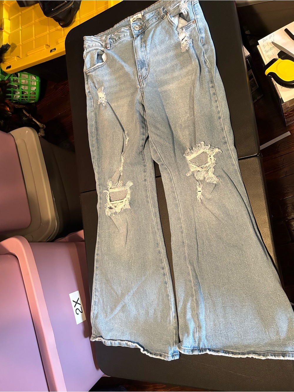 Rue21 Light Blue Distressed Flare Jeans